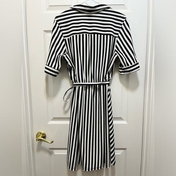 Cato Black & White Striped Button Down Dress Size Large - Picture 2 of 6